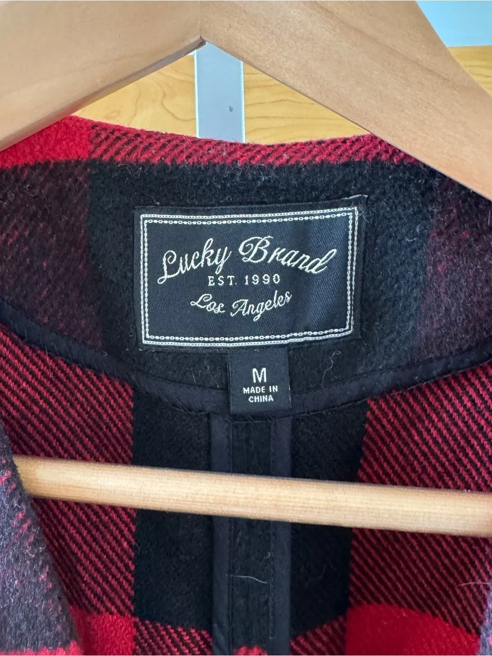 Lucky Brand Red & Black Plaid Open-Front Coatigan